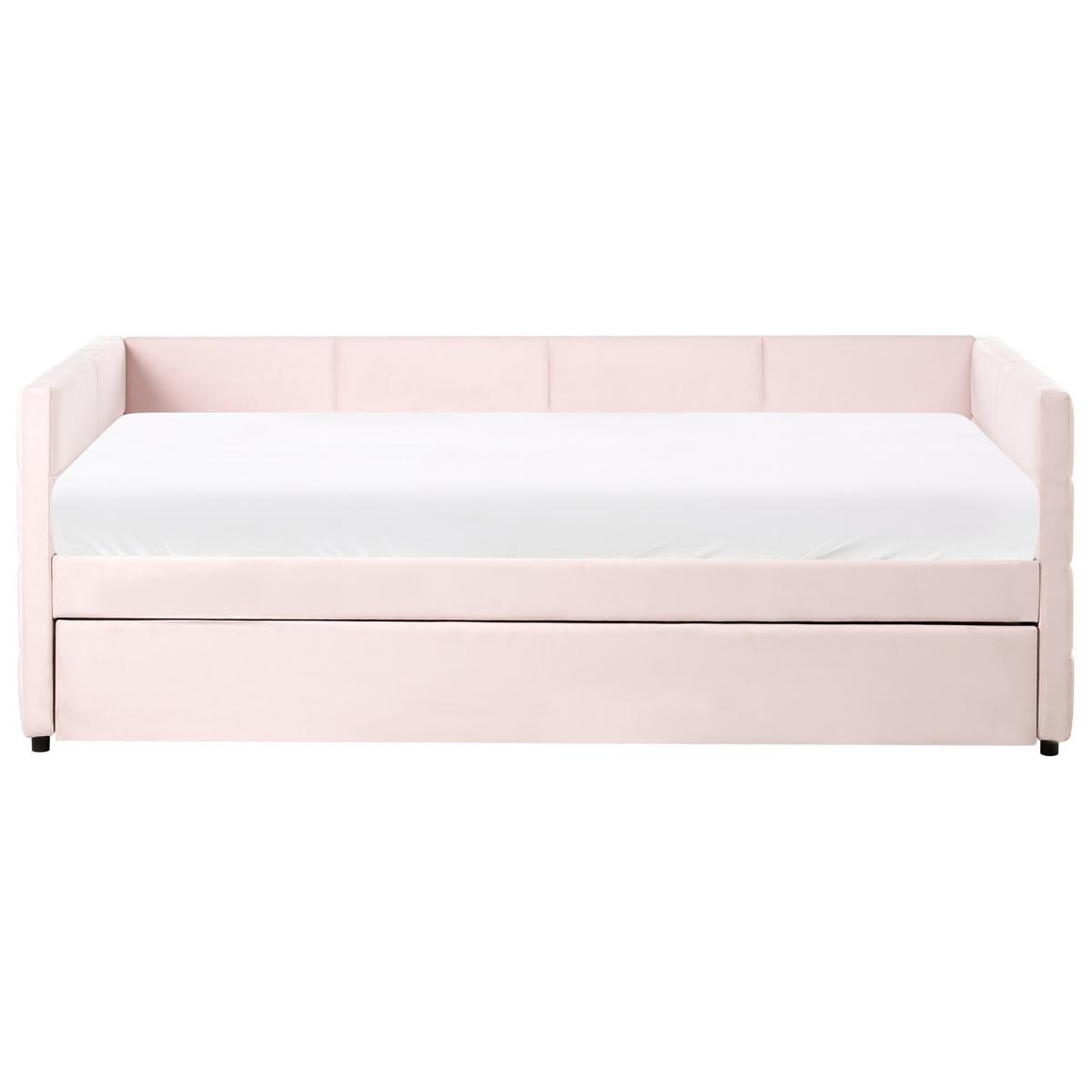 AUSZIEHBETT Samtstoff 90/200 cm Rosa Chavonne - Pink, Textil (90/200cm) - Beliani