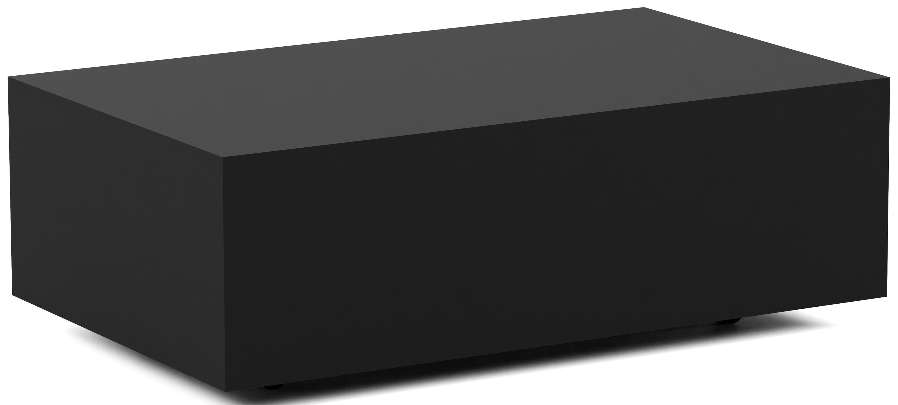 COUCHTISCH Noma Rechteckig in Schwarz, Blockform mit versteckten Rollen 90/55/28 cm - Schwarz, Holzwerkstoff (55/90/28cm) - WFL GROUP