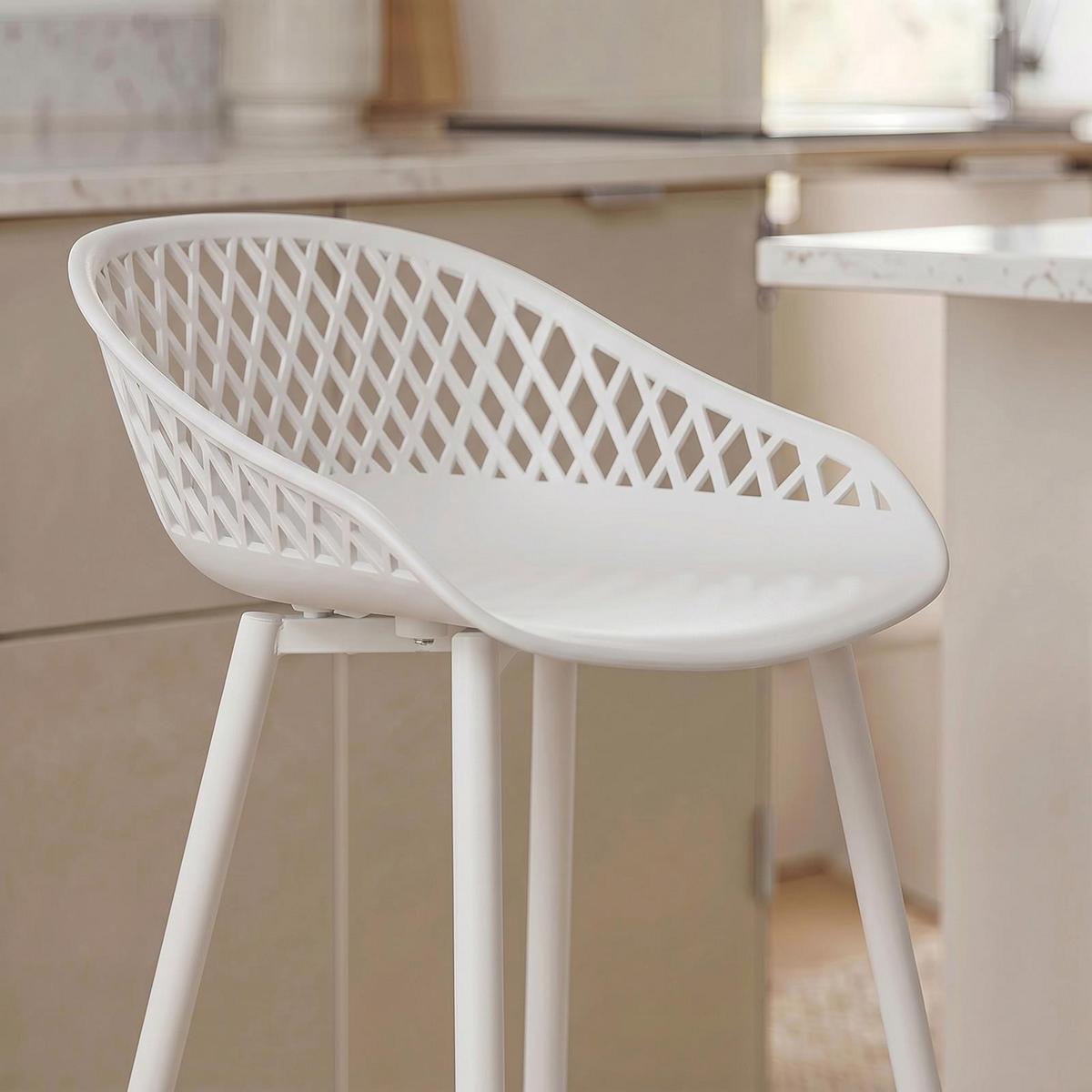 BARHOCKER IREK 2er-Set weiß/weiß - Weiß, Textil (47/99/49cm) - IDIMEX