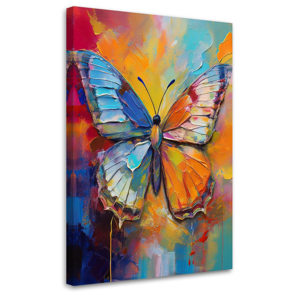 LEINWANDBILD Schmetterling auf farbigem Hintergrund 70x100cm - Multicolor, Textil (70/100cm) - Feeby