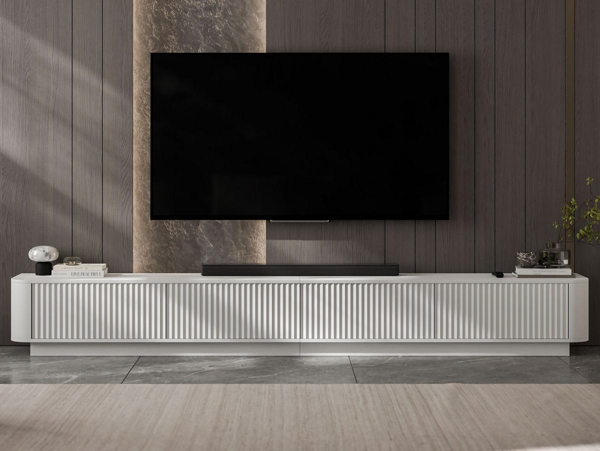 TV-LOWBOARD 2er-Set Aurora Weiß matt 280 cm mit Sockel - Weiß, Holzwerkstoff (280/37/35cm) - Meble Lindner