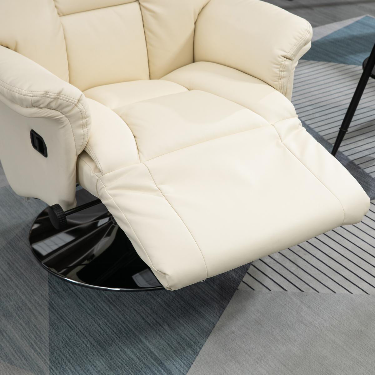 RELAXSESSEL Kunstleder Stahl Cremeweiß - Chromfarben/Creme, Kunststoff/Metall (78/109/80cm) - HOMCOM