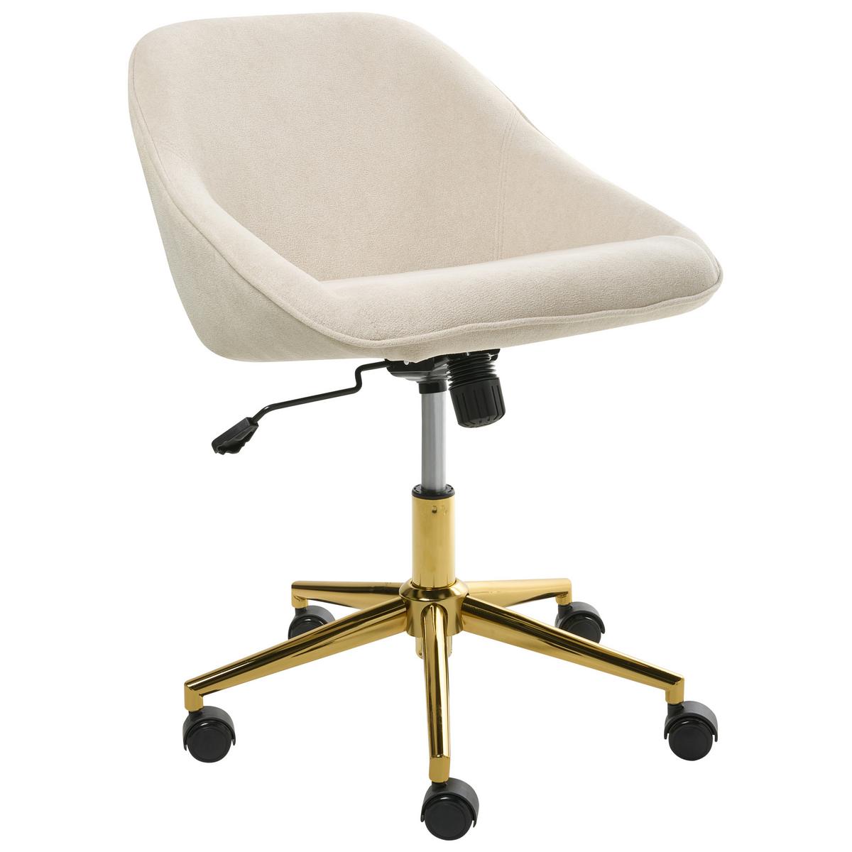SCHREIBTISCHSTUHL Samtstoff Hellbeige Bardsdale - Beige, Textil (54/77/54cm) - Beliani