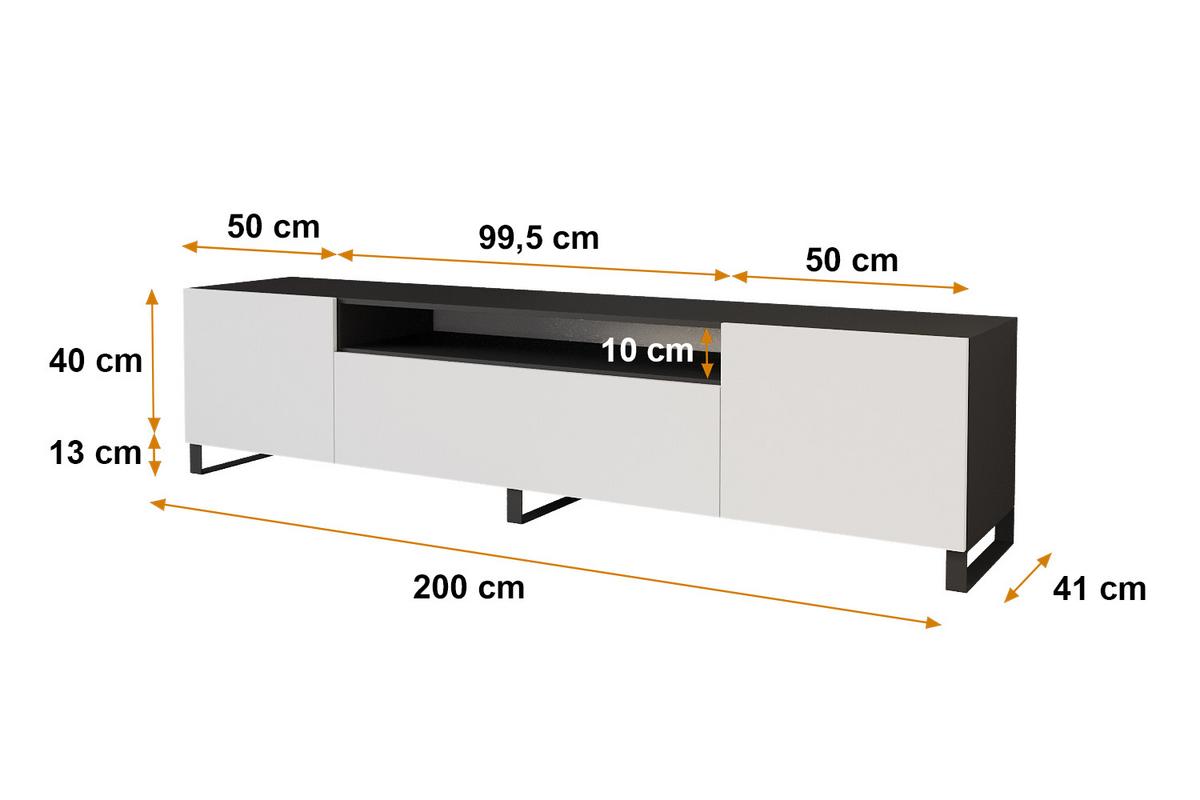 LOWBOARD ELIO-S 200x53x41 cm - Schwarz / Weiß - Anthrazit/Schwarz, Holzwerkstoff (200/53/41cm) - ALTDECOR