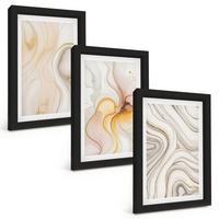 BILDER SET 3er Set - 20x30 cm Schwarzer Rahmen - Abstrakte warme Muster - Schwarz, Kunststoff (20/30cm) - TULUP