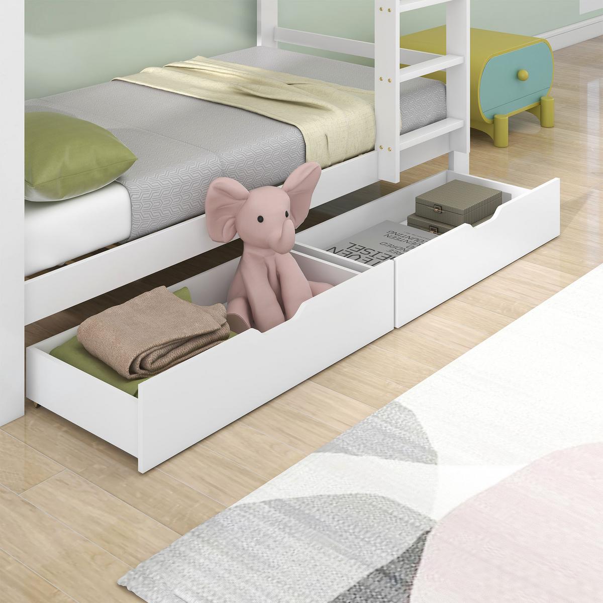 HAUSBETTEN 90/200cmWeiß - Weiß, Holz (205/243/95cm) - Urban Meuble