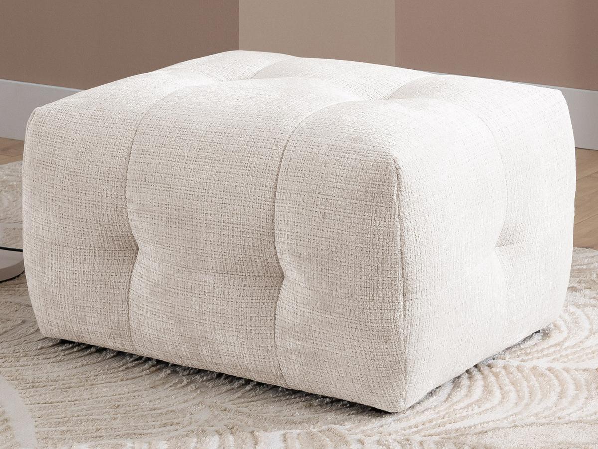POLSTERHOCKER Kozy im Bumpy-Design aus weichem Beige Chenille-Stoff - Beige/Creme, Holz/Textil (87/46/68cm) - S-Style Möbel