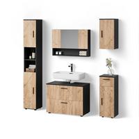BADMÖBEL-SET Ronco Goldkraft Eiche/Anthrazit 5 Teile - Honigeiche/Anthrazit, Holzwerkstoff (41/80/58cm) - Livinity®