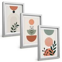 BILDER SET 3er Set - 20x30 cm Silberner Rahmen - Moderne Pflanzenmotive - Silberfarben, Kunststoff (20/30cm) - TULUP