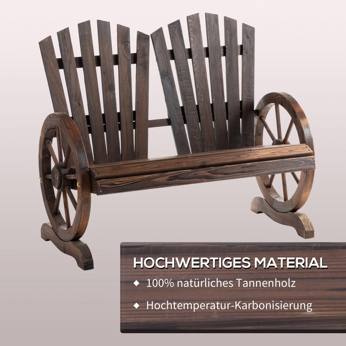 GARTENBANK mit Armlehne Sitzbank Gartenmöbel Massivholz Dunkelbraun - Dunkelbraun, Holz (66/95/108cm) - Outsunny