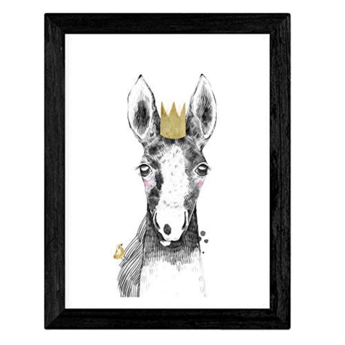POSTER Set mit 4 „Tiere mit goldenen Accessoires“ A3 Schwarzer Rahmen - Schwarz, Papier (29.7/3cm) - Nacnic