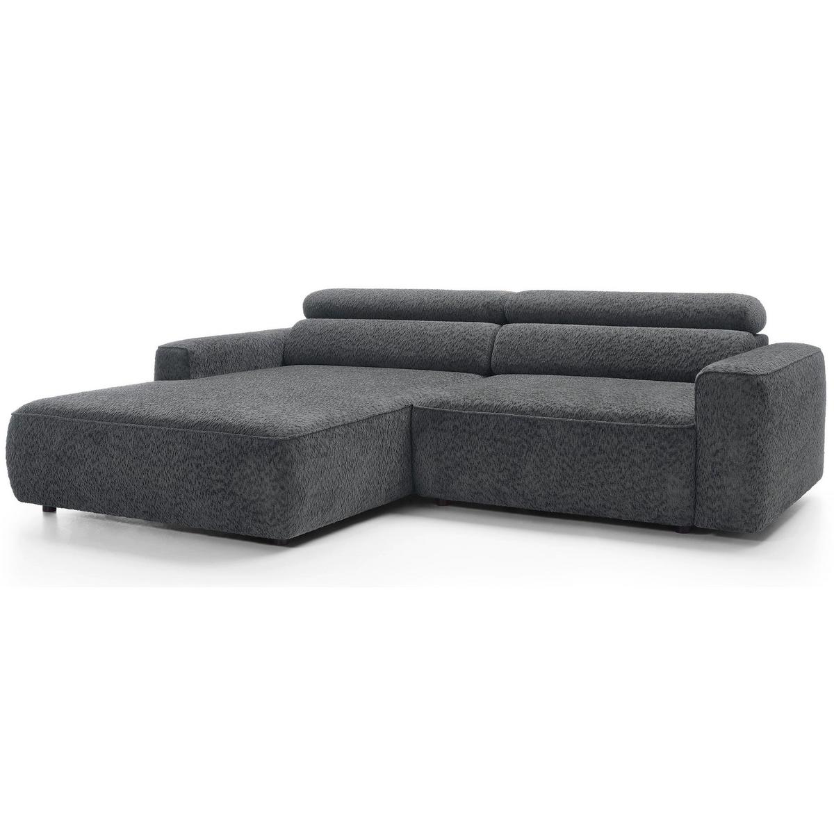 ECKSOFA Fando Dunkelgrau Chenille - Dunkelgrau/Schwarz, Kunststoff/Textil (252/182cm) - Selsey