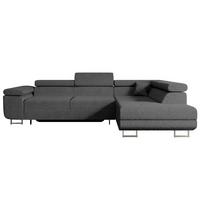 ECKSOFA mit Schlaffunktion und Bettkasten GUSA-L 272x202x107 cm Grau Bouclé - Silberfarben/Grau, Holzwerkstoff/Textil (272/202cm) - ALTDECOR