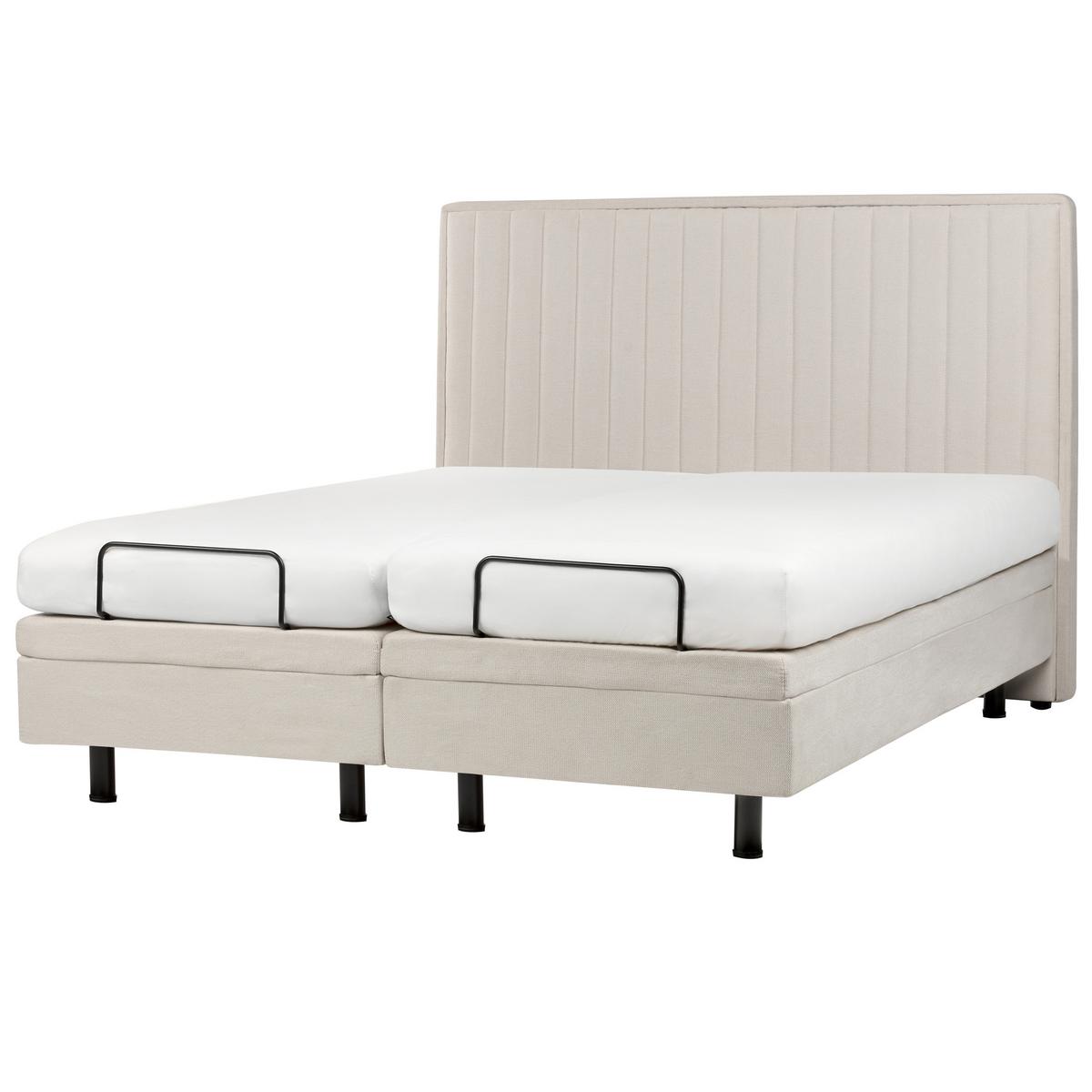 BETT verstellbar 160/200 cm Stoff Hellbeige Castellan - Beige, Textil (160/200cm) - Beliani