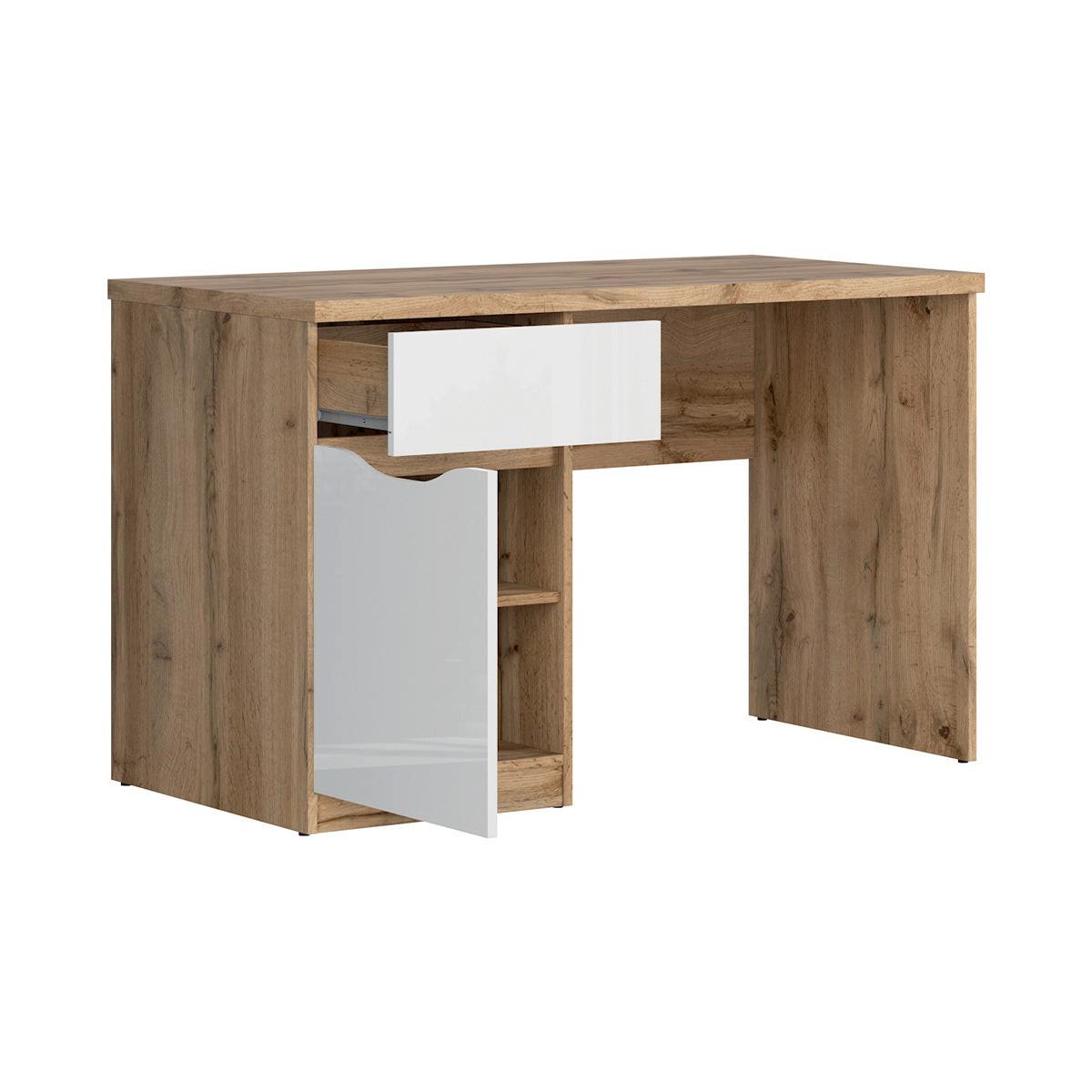 SCHREIBTISCH June Weiß und Holz - Weiß, Holzwerkstoff (120/60/76cm) - Petits-meubles