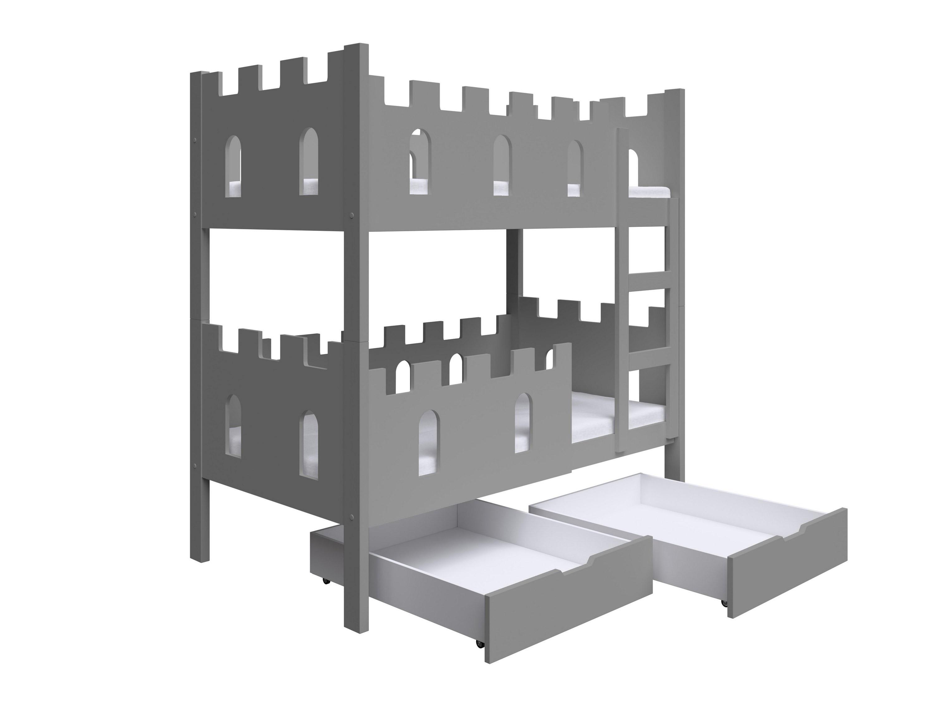 ETAGENBETT AVALON mit Bettkasten 75x160 cm Grau - Grau, Holz (75/160cm) - MASSENO