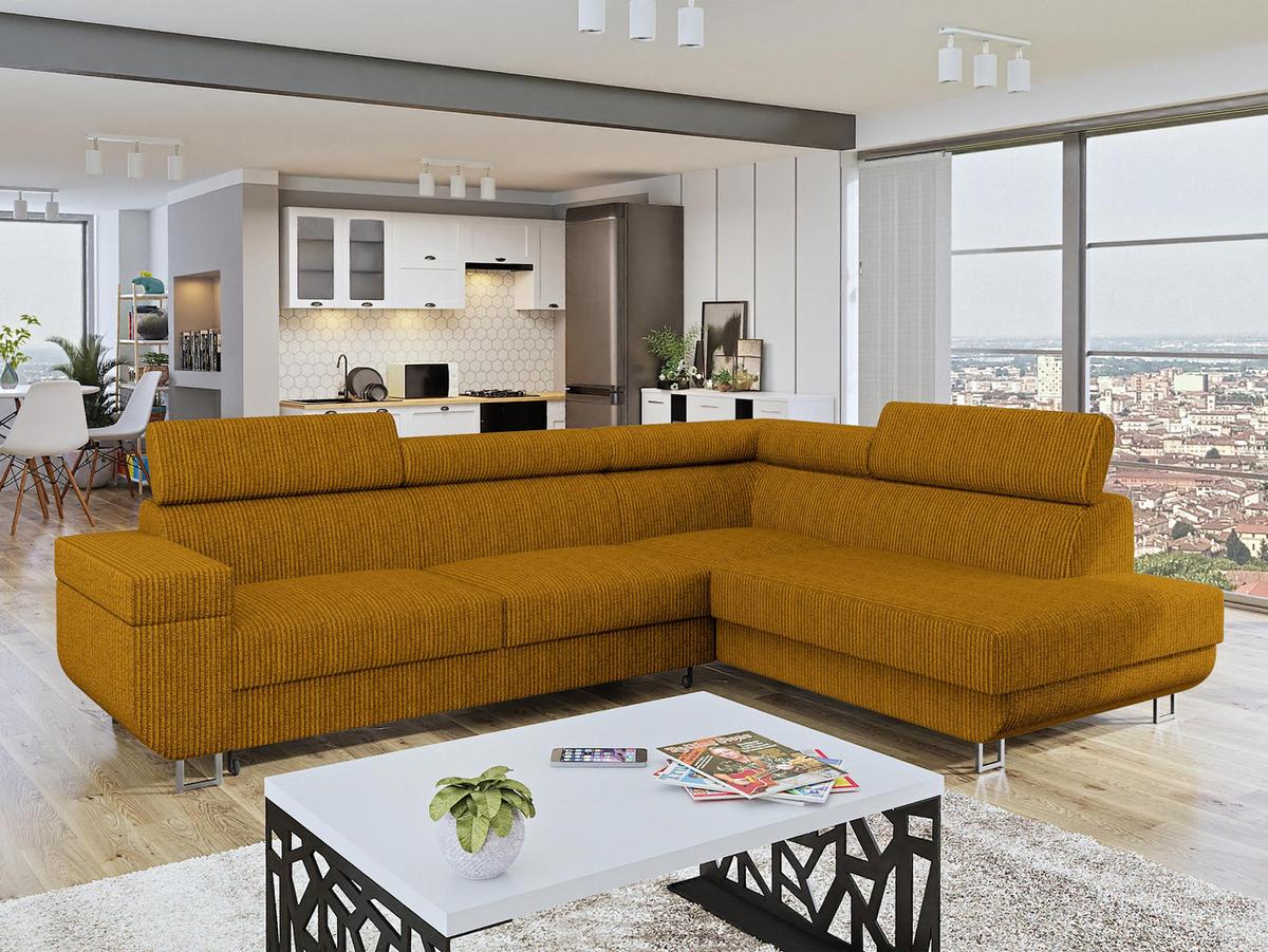 ECKSOFA Fonti Cord, Seite: Rechts - Braun, Holz/Textil (253/188cm) - MIRJAN24