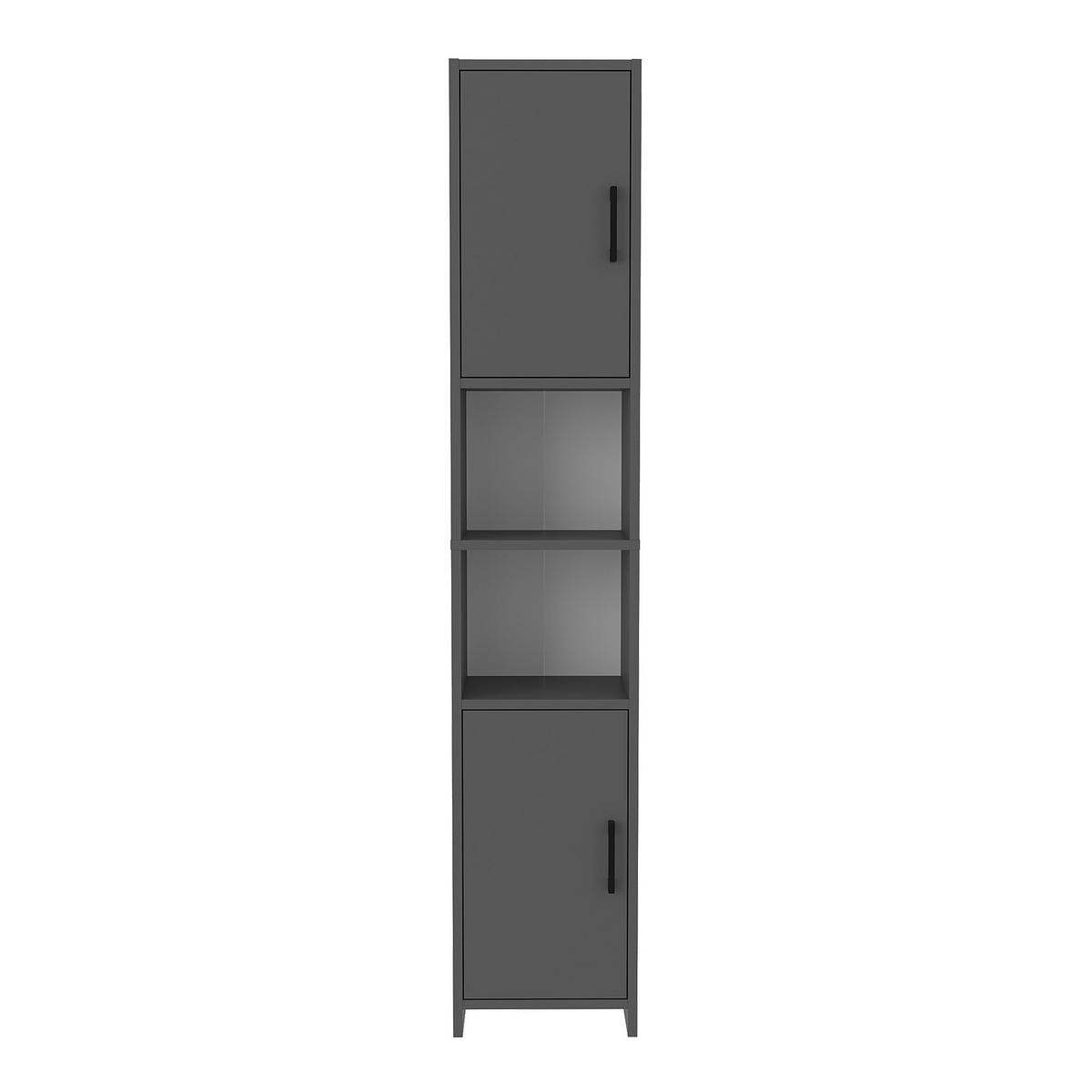 HOCHSCHRANK Rautrina - Anthrazit, Holzwerkstoff (35/180/30cm) - [en.casa]
