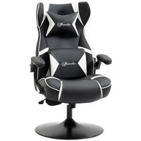 GAMINGSESSEL mit Wippfunktion Gaming Stuhl mit Lautsprecher Bürostuhl PU - Schwarz/Weiß, Leder (73/118/69cm) - Vinsetto