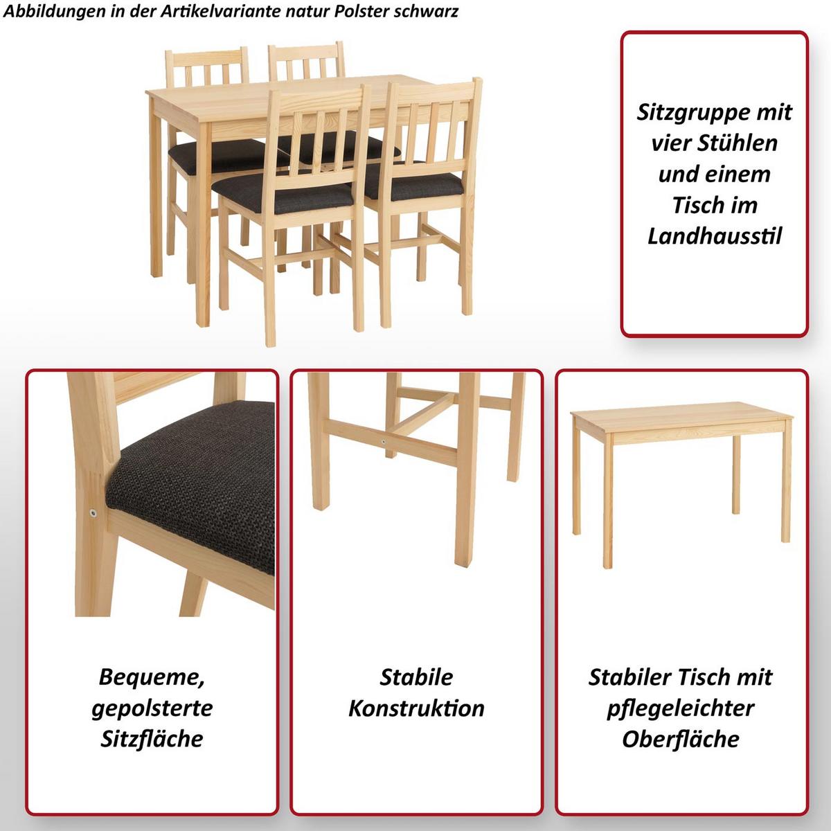 ESSZIMMER-SET Kiefer Dekor - Hellgrau/Kieferfarben, Holz - MCW