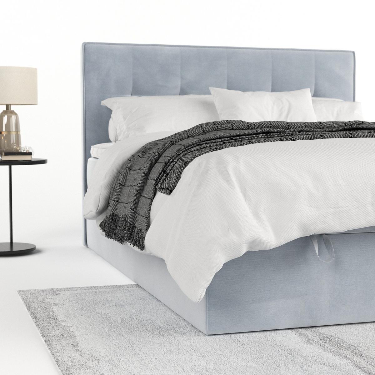 BOXBETT Tivra 160/200 cm Hellgrau im Paros Stoff - Hellgrau/Schwarz, Holz/Holzwerkstoff (160/200cm) - AltaBeds