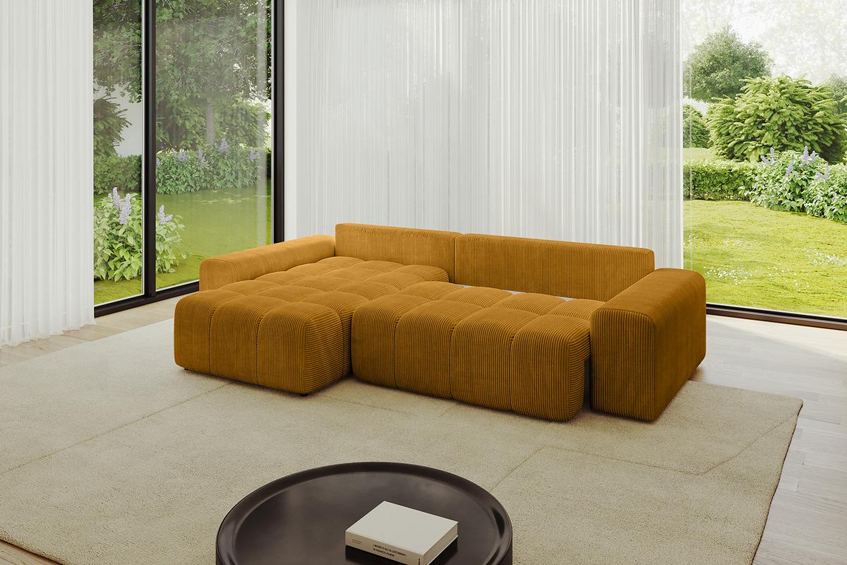 ECKSOFA Ottomane links ENIL-L 297x189x68 Senfgelb Cord - Currygelb, Holzwerkstoff/Kunststoff (297/189cm) - ALTDECOR