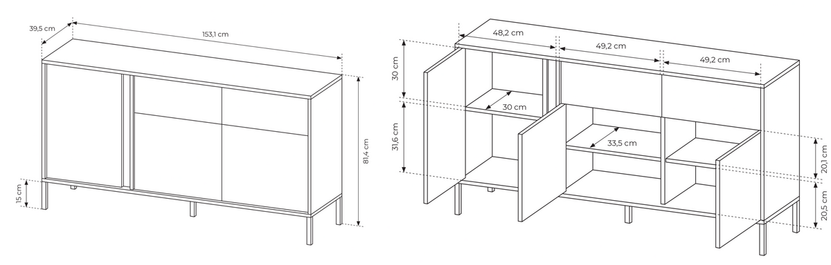 SIDEBOARD Donna in Beige mit LED 153/81/40 cm - Beige/Schwarz, Holzwerkstoff/Metall (153.1/81.4/39.5cm) - WFL GROUP