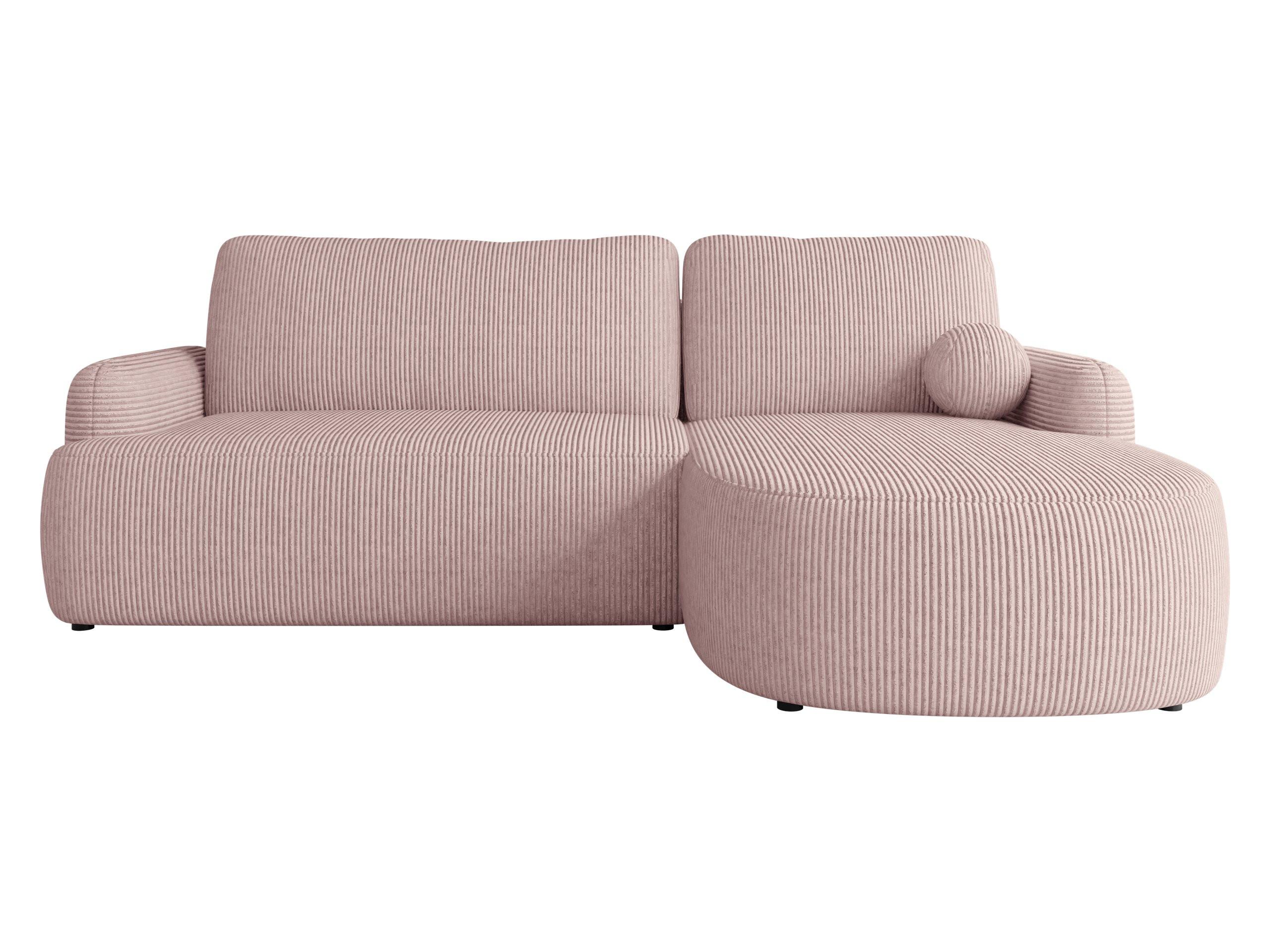ECKSOFA Loridu Cord, Seite: Rechts - Schwarz/Rosa, Holz/Kunststoff (250/174cm) - MIRJAN24