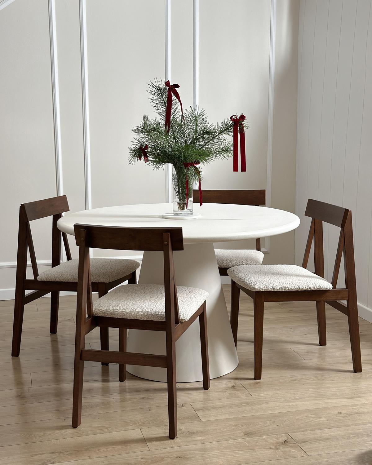 ESSZIMMERSTUHL 2er Set Holz Braun/Beige Isle - Beige/Braun, Holz (45/82/55cm) - Beliani