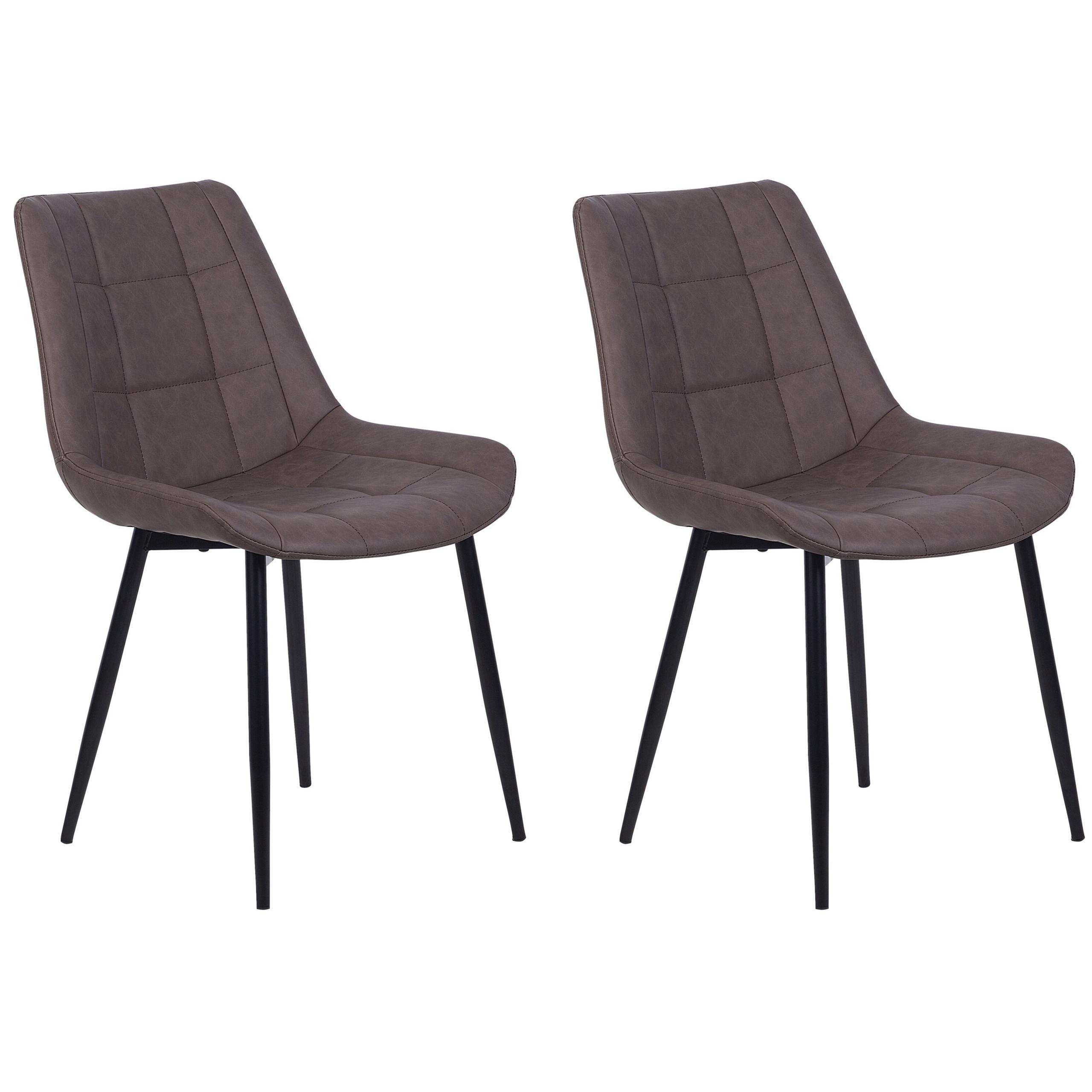 ESSZIMMERSTUHL 2er-Set Kunstleder Dunkelbraun Melrose - Braun, Textil/Metall (51/82/59cm) - Beliani