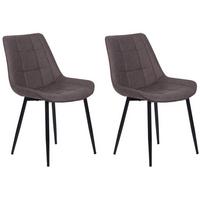 ESSZIMMERSTUHL 2er-Set Kunstleder Dunkelbraun Melrose - Braun, Textil/Metall (51/82/59cm) - Beliani