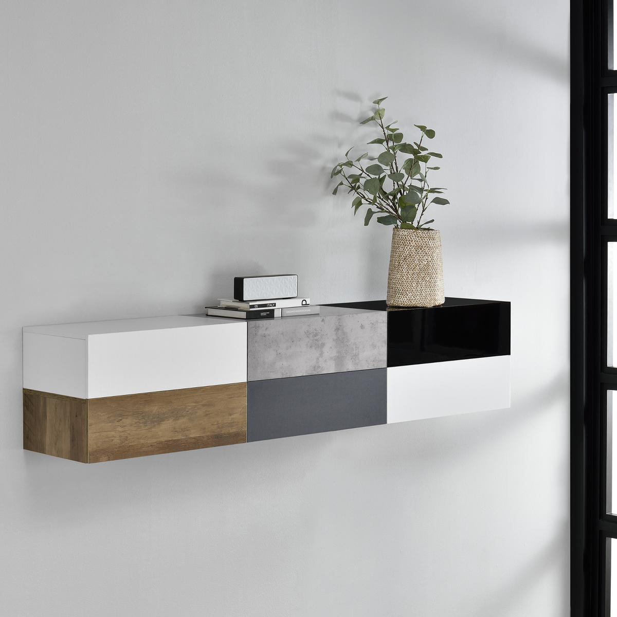 WANDREGAL-SET 6 TLG. Oslo - Multicolor, Holzwerkstoff (46/15/30cm) - [en.casa]