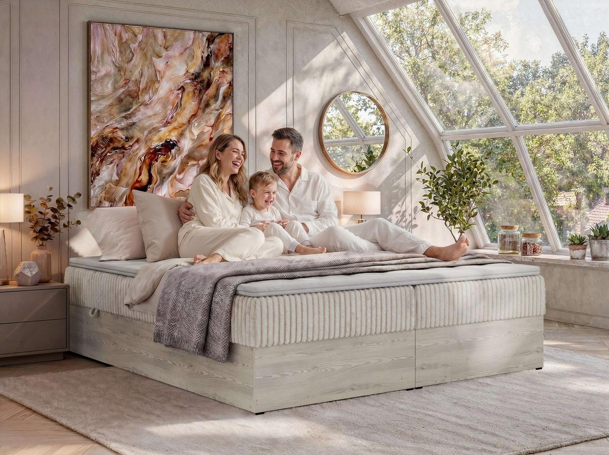 BOXBETT NORDIC ZERO 160/200 - Braun Cord - Topper T25 - H3 - Schwarz/Braun, Kunststoff/Textil (160/200cm) - MKS