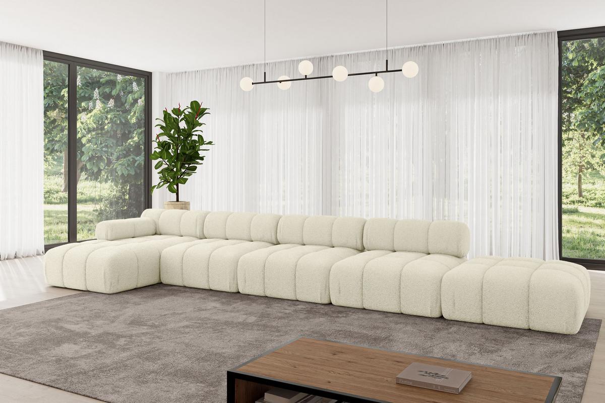 ECKSOFA modulares Sofa Lizur-L3 - 475x160x70 cm Beige Bouclé - Beige, Holzwerkstoff/Textil (475/160cm) - ALTDECOR