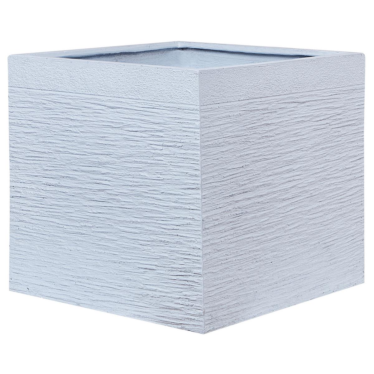 BLUMENTOPF weiß quadratisch 50/50/46 cm Paros - Weiß, Naturmaterialien (46cm) - Beliani