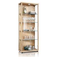 VITRINE 33/67/176 cm mit LED & 4 höhenverstellbaren Glasböden - Transparent/Silberfarben, Glas/Holzwerkstoff (67/176/33cm) - K-Möbel