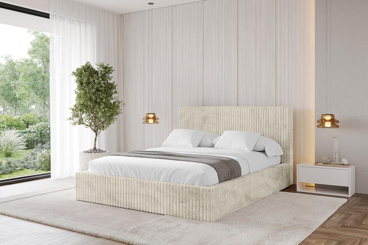 POLSTERBETT mit Bettkasten und Lattenrost, Bett mit Matratze H3/H4 - ALOVA-V1 120x200 Beige - Beige, Holzwerkstoff/Textil (120/200cm) - ALTDECOR