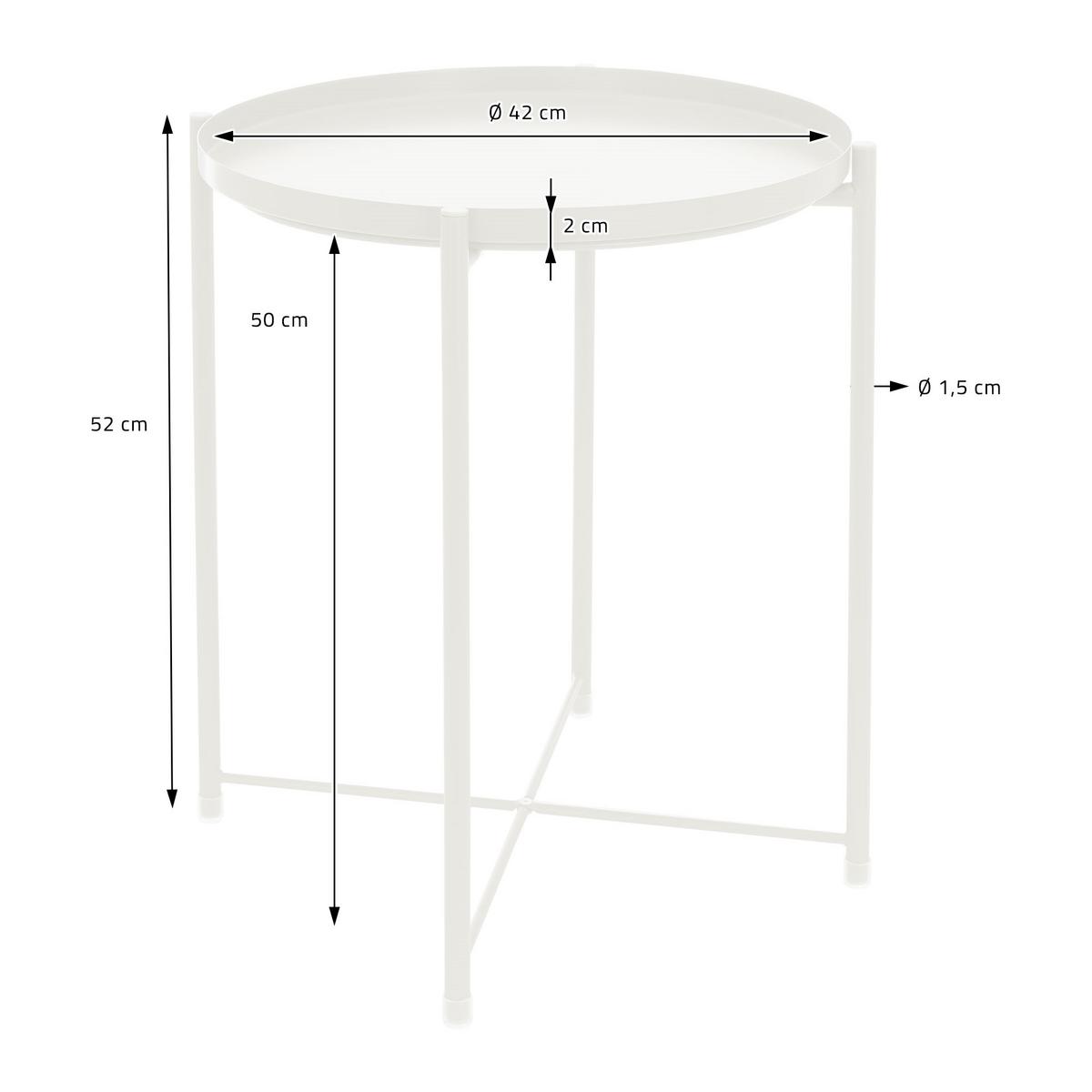 BEISTELLTISCH klappbar rund Ø45xH52 cm Weiß aus Metall - Weiß, Metall (52/45/52cm) - ML-DESIGN
