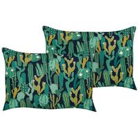 GARTENKISSEN 2er-Set Kaktusmotiv grün 40/60 cm Bussana - Grün, Textil (40/60cm) - Beliani