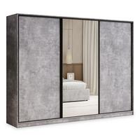 SCHWEBETÜRENSCHRANK TARI 250/205/58 cm 3-türig mit Spiegel und Schubladen Titanfarben - Titanfarben/Schwarz, Holzwerkstoff (250/205/58cm) - MASSENO