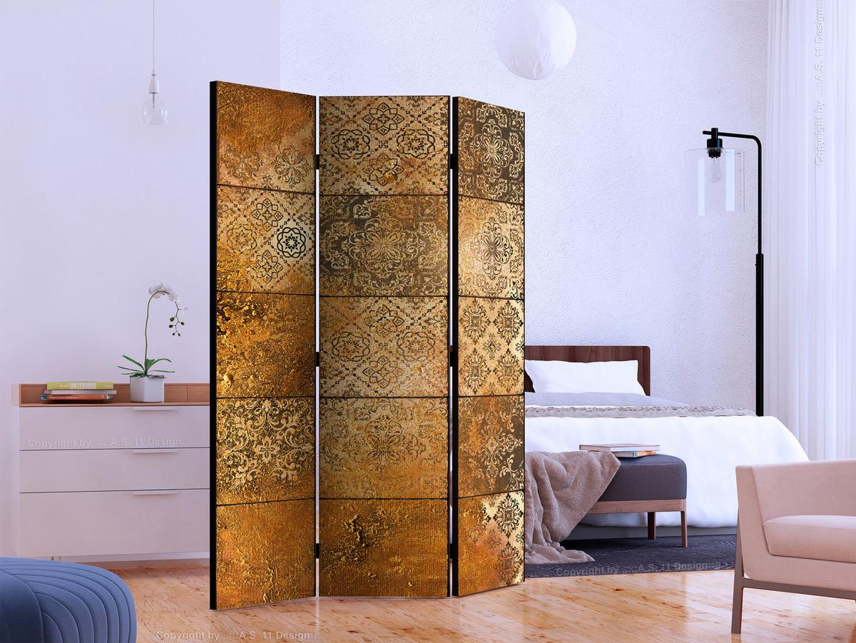 PARAVENT Akustik 3-tlg 135x172 cm Vintage Mosaikfliesen - Beige, Holz/Textil (135/172/3cm) - Muralo
