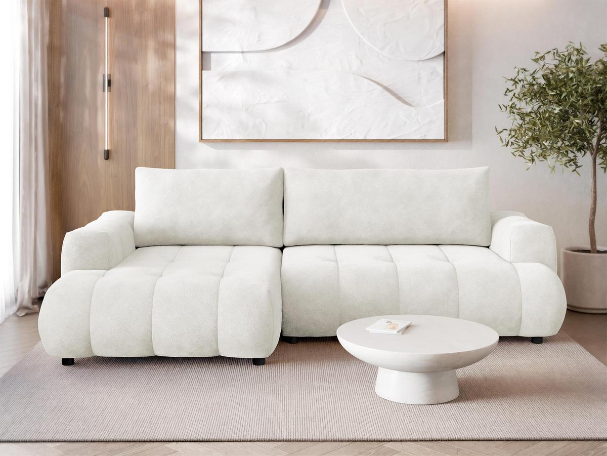 ECKSOFA Haiti, Seite: Links LC+2R - Creme/Schwarz, Holz/Textil (276/156cm) - MIRJAN24