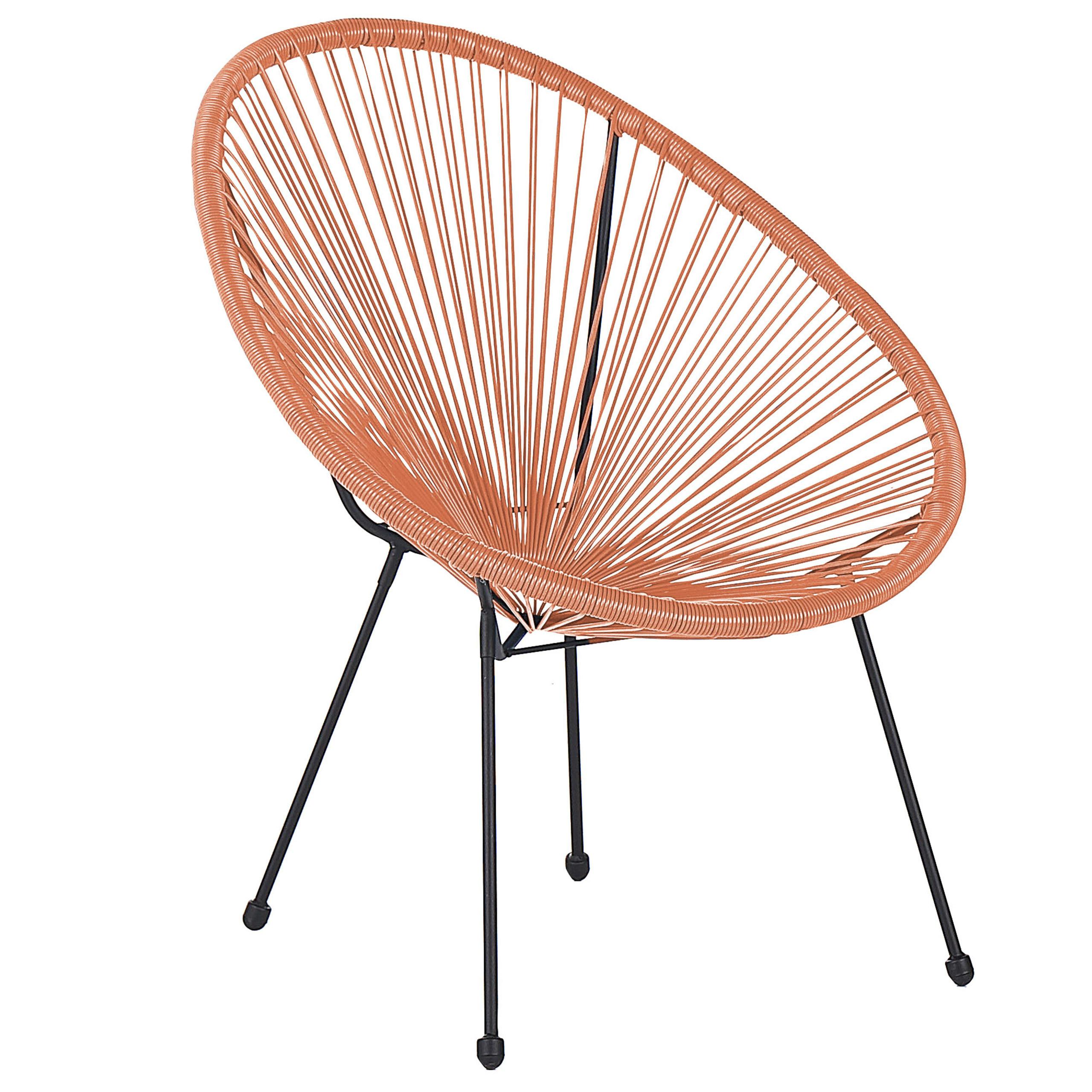 RATTANSTUHL Kunststoff orange 70 cm Acapulco II - Schwarz/Orange, Kunststoff (70/87/90cm) - Beliani