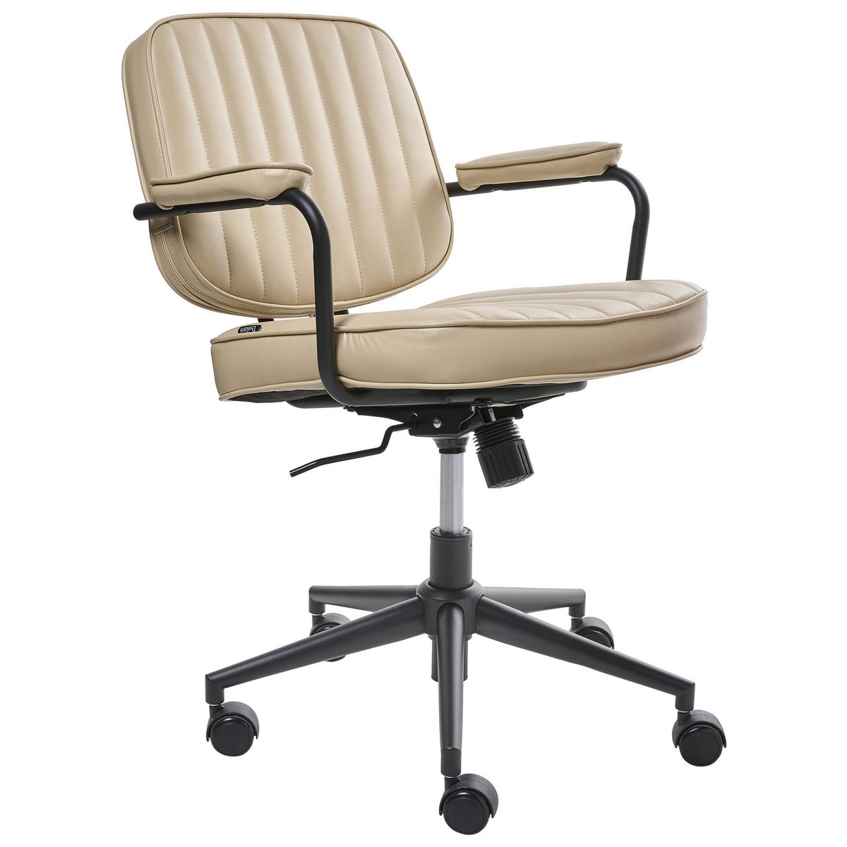 SCHREIBTISCHSTUHL Kunstleder Beige Berne - Beige, Kunststoff (60/80/60cm) - Beliani