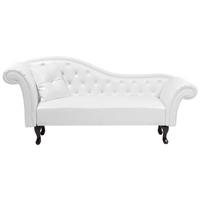 CHAISELONGUE Kunstleder weiß linksseitig Lattes - Schwarz/Weiß, Kunststoff (188/87/59cm) - Beliani