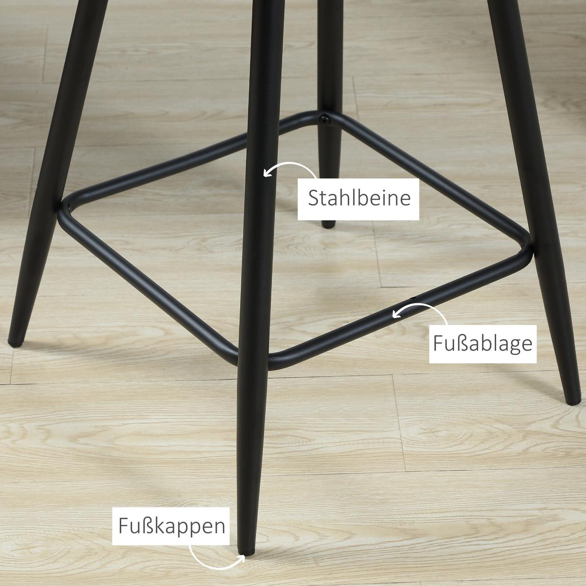 BARHOCKER 2er-Set Barstühle Bistrohocker mit Fußstütze Küchenstuhl Grau - Grau, Kunststoff (56/98/50cm) - HOMCOM