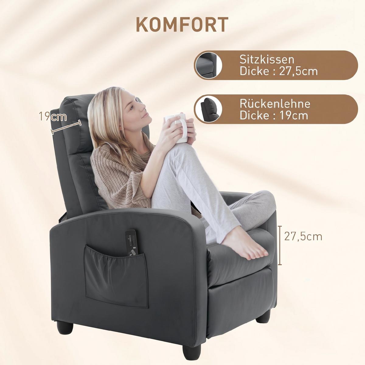 MASSAGESESSEL Kunstleder Schaumstoff Grau - Schwarz/Grau, Kunststoff (88/98/68cm) - HOMCOM