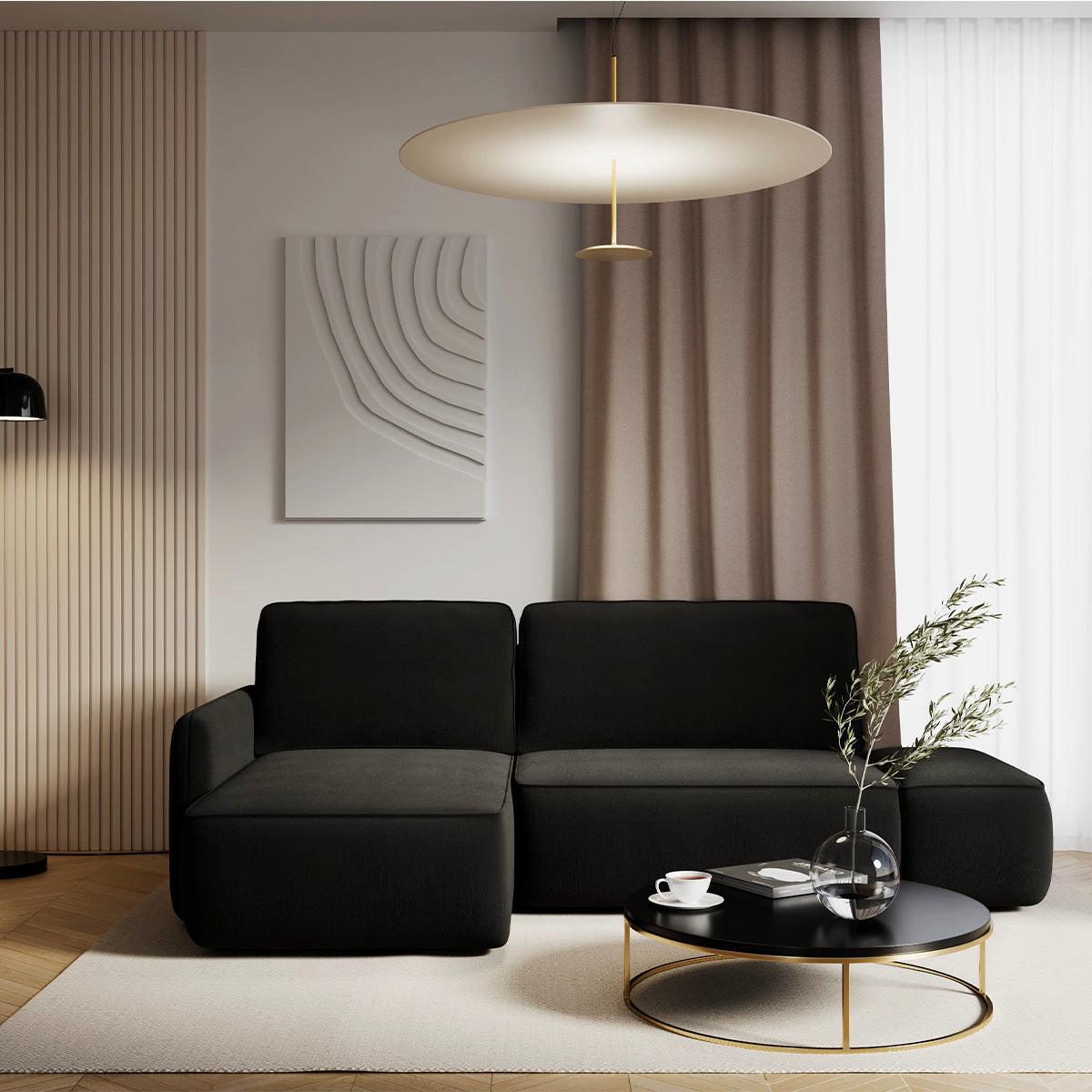ECKSOFA Alessio 3 Sitzplätze Schwarz - Schwarz, Holz (229/148cm) - Petits-meubles