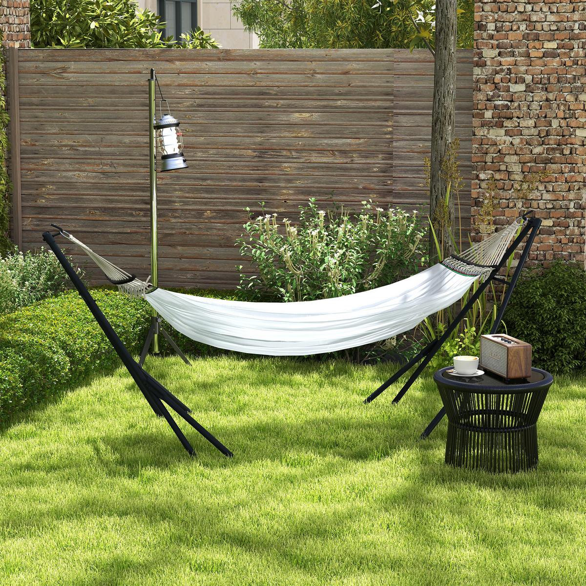 HÄNGEMATTENGESTELL, Metal, Nylon, Weiß - Weiß, Metall (263/89/100cm) - Outsunny