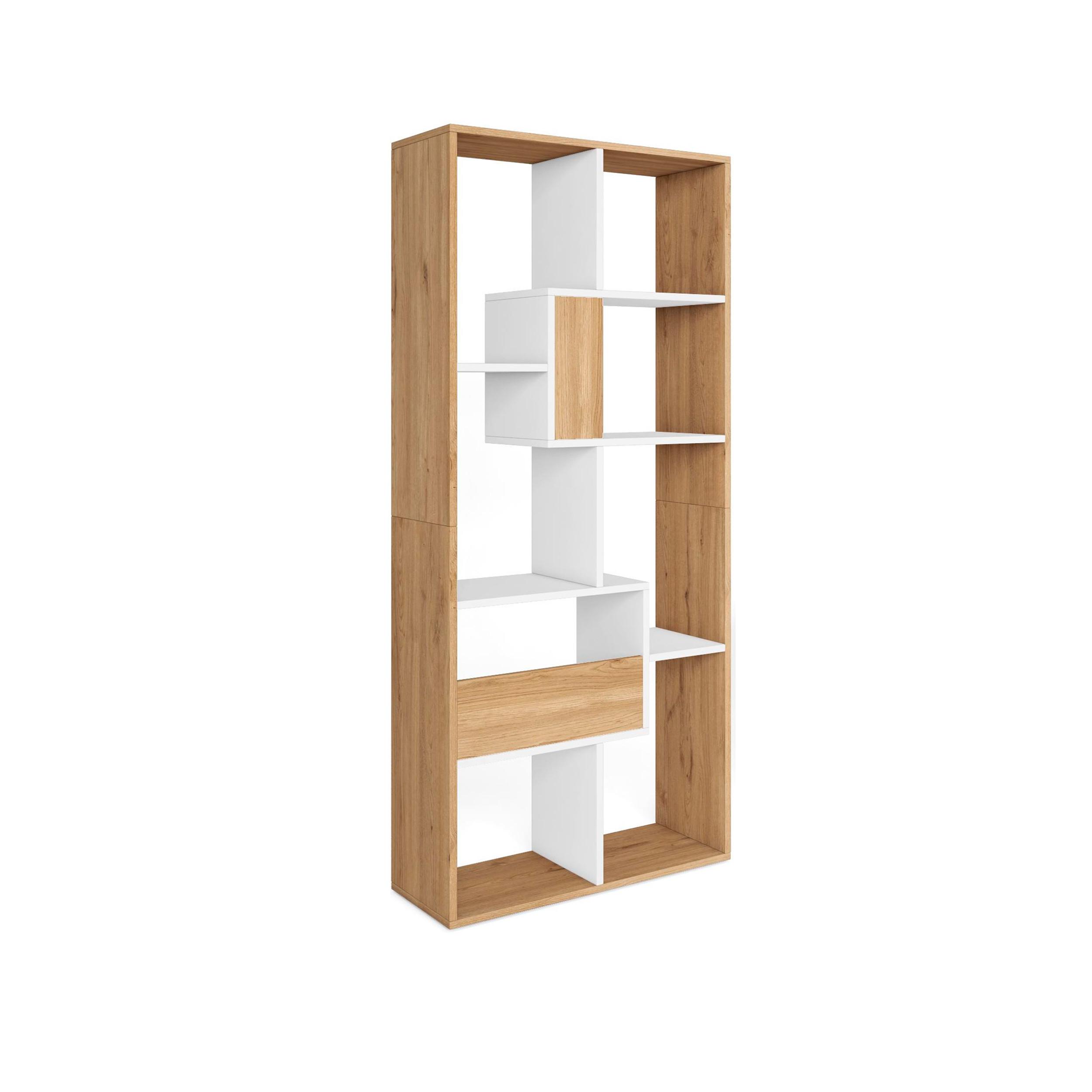 REGAL Bibliothek, Eiche und weiß, 67/31/162cm - Eichefarben/Weiß, Holzwerkstoff (67/162/31cm) - Skraut Home
